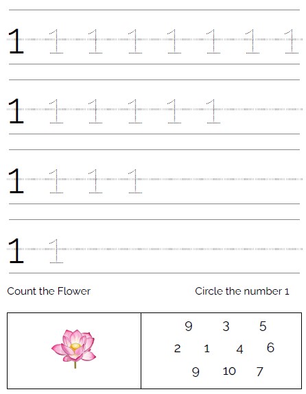 Count and Trace Number 0-9 Worksheet